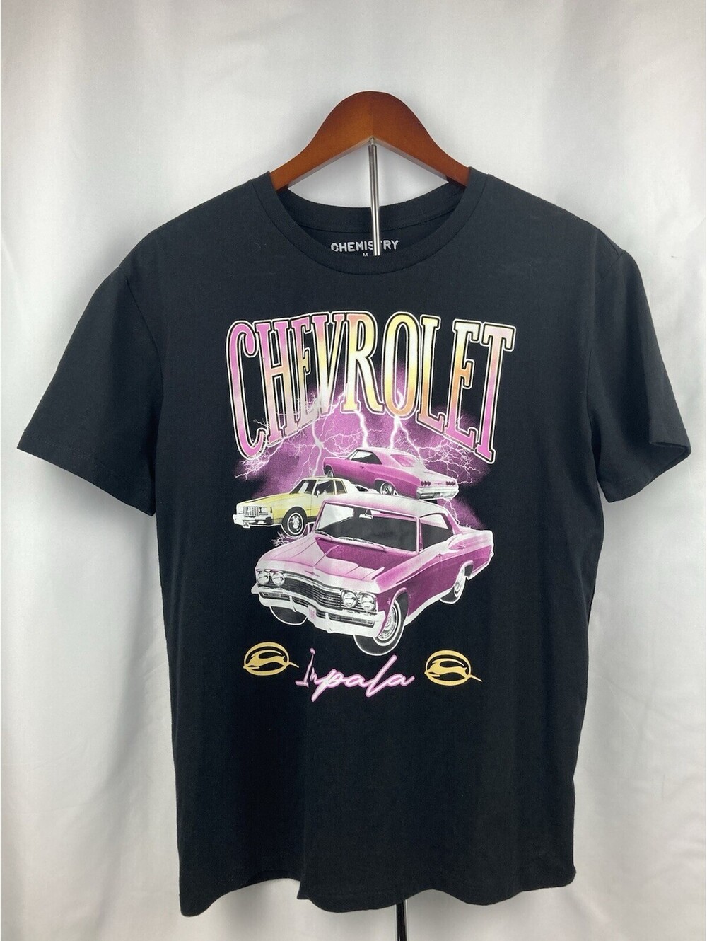 Mens Size M Chevrolet Impala T Shirt Vintage Retro Muscle Car Graphic Chemistry